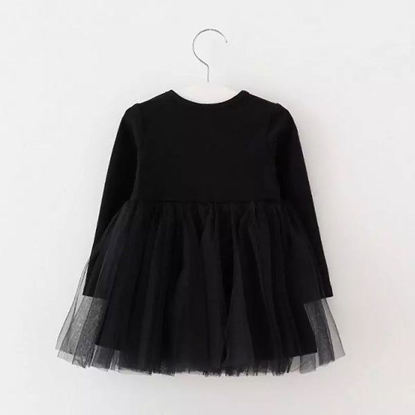 Long Sleeve Tutu Dress - Black