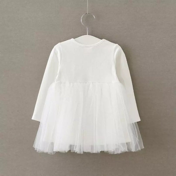 Long Sleeve Tutu Dress - White