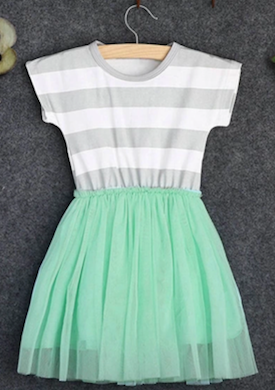Striped Tutu Dress - Green