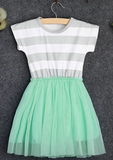 Striped Tutu Dress - Green